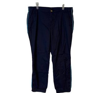 Womens Jogger Pants Size XL Blue Elastic Waist Back Pockets Ankle Zipper